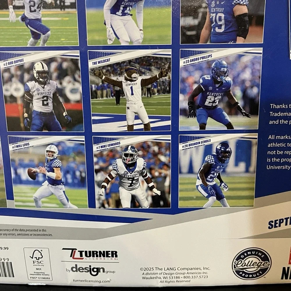 University Of Kentucky Calendar Wildcats Football 16 Month 12